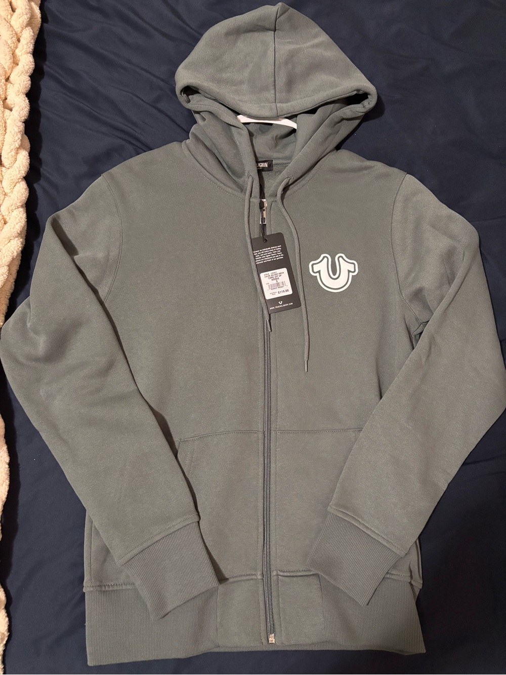 True Religion Olive Green Zip Hoodie Jacket